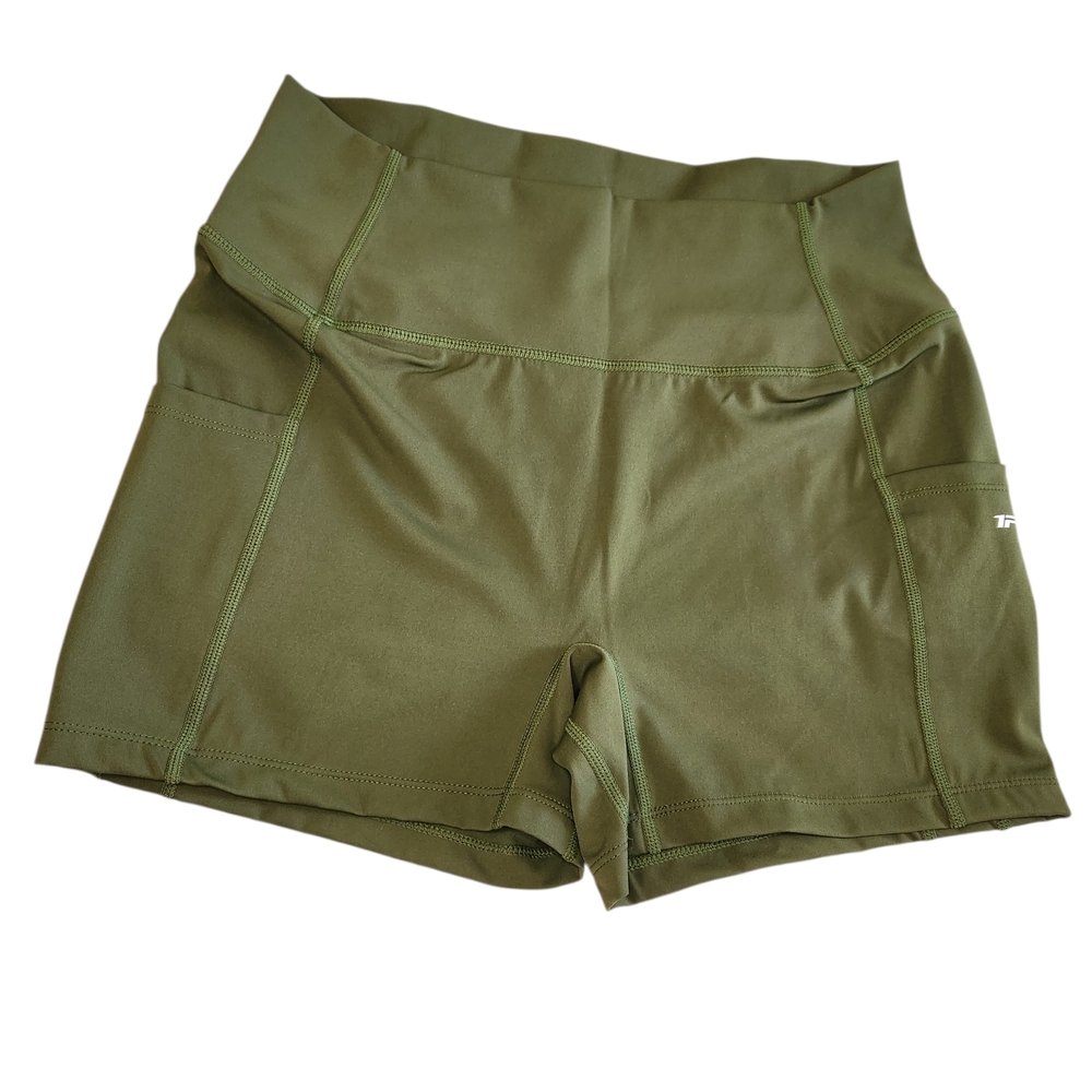 Women’s Olive Green Bike Shorts with High Waist